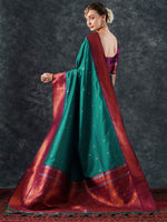 Thumbnail for NOZ2TOZ Women's Silk Blend Teal blue Woven Design Designer Saree With Blouse Piece - Distacart