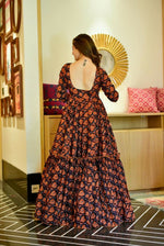 Thumbnail for Jyoti Fashion Women's Brown Heavy Digital Printed Cotton Silk Anarkali Dress - Distacart