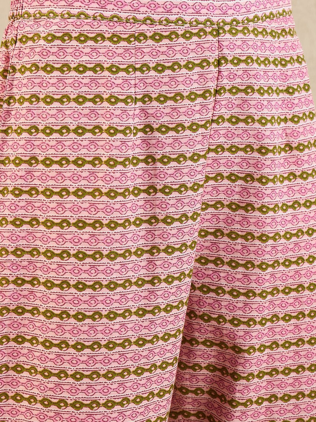 Indo Era Floral Printed Empire Pure Cotton A-Line Kurta With Trousers & Dupatta