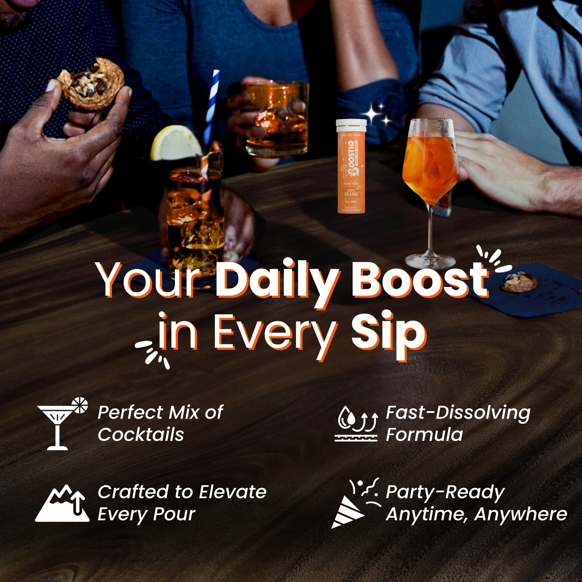 BOOSTIQ Pop & Spark Effervescent Tablets - Zesty Orange - Distacart