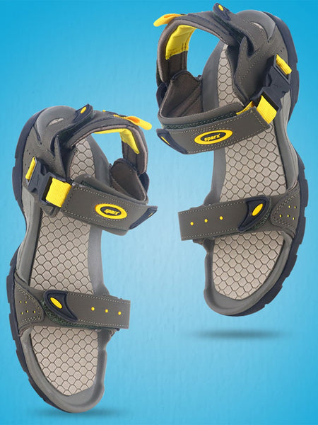 Sparx Men Olive-Green & Yellow Colourblocked Floater Sandals