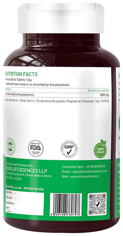 bliss welness immunity wellness spirulina veg tablet