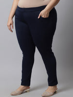 Thumbnail for TAG 7 Women Plus size Navy Blue Solid Ankle-length Leggings - Distacart