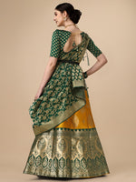 Thumbnail for Lorenvalley Fashion Yellow Brocade Fabric Lehenga & Unstitched Blouse With Dupatta - Distacart