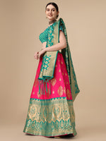 Thumbnail for Lorenvalley Fashion Pink Brocade Fabric Lehenga & Unstitched Blouse With Dupatta - Distacart