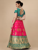 Thumbnail for Lorenvalley Fashion Pink Brocade Fabric Lehenga & Unstitched Blouse With Dupatta - Distacart