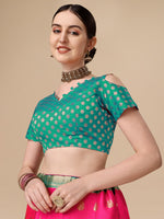 Thumbnail for Lorenvalley Fashion Pink Brocade Fabric Lehenga & Unstitched Blouse With Dupatta - Distacart