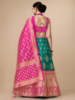 Thumbnail for Lorenvalley Fashion Rama Brocade Fabric Lehenga & Unstitched Blouse With Dupatta - Distacart