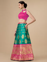 Thumbnail for Lorenvalley Fashion Rama Brocade Fabric Lehenga & Unstitched Blouse With Dupatta - Distacart