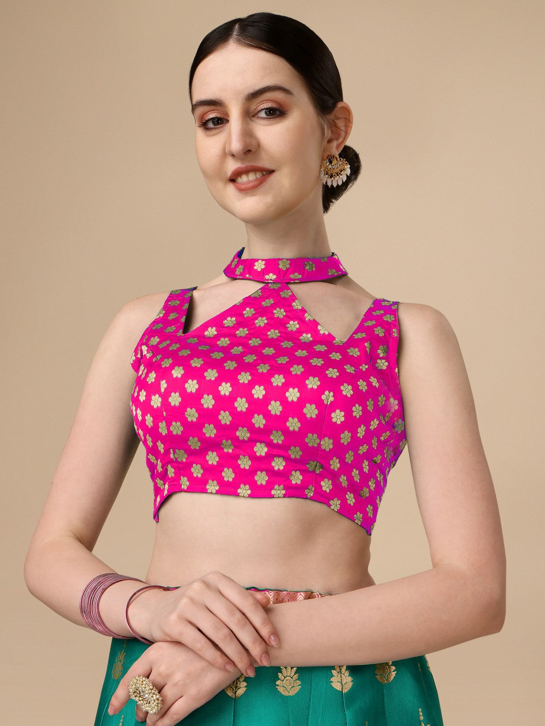 Lorenvalley Fashion Rama Brocade Fabric Lehenga & Unstitched Blouse With Dupatta - Distacart