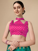 Thumbnail for Lorenvalley Fashion Rama Brocade Fabric Lehenga & Unstitched Blouse With Dupatta - Distacart