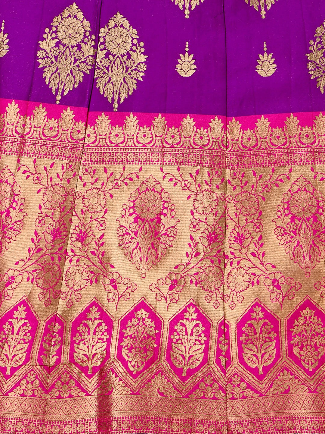 Lorenvalley Fashion Purple Brocade Fabric Lehenga & Unstitched Blouse With Dupatta - Distacart