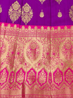 Thumbnail for Lorenvalley Fashion Purple Brocade Fabric Lehenga & Unstitched Blouse With Dupatta - Distacart