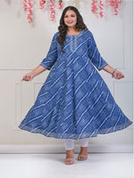 Thumbnail for Swasti Checked Embroidered Fit & Flare Midi Dress