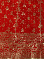 Thumbnail for Lorenvalley Fashion Red Brocade Fabric Lehenga & Unstitched Blouse With Dupatta - Distacart