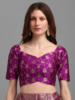 Thumbnail for Lorenvalley Fashion Purple Brocade Fabric Lehenga & Unstitched Blouse With Dupatta - Distacart
