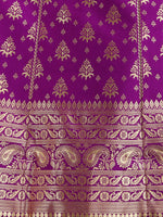 Thumbnail for Lorenvalley Fashion Purple Brocade Fabric Lehenga & Unstitched Blouse With Dupatta - Distacart