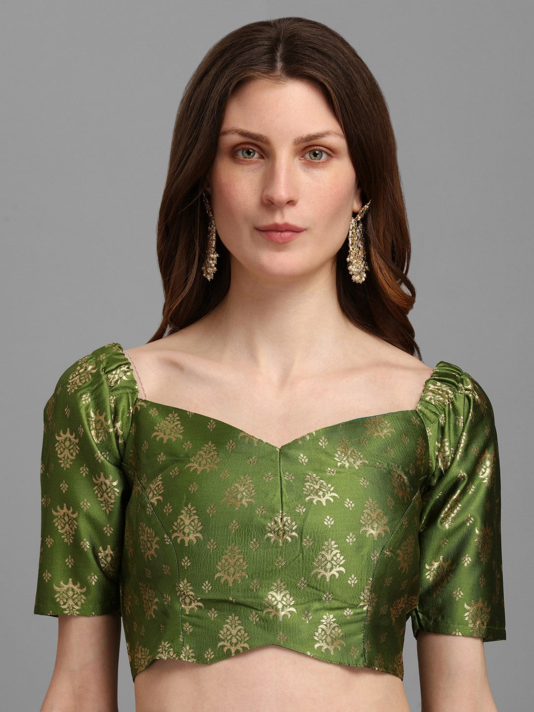 Lorenvalley Fashion Mahendi Brocade Fabric Lehenga & Unstitched Blouse With Dupatta - Distacart