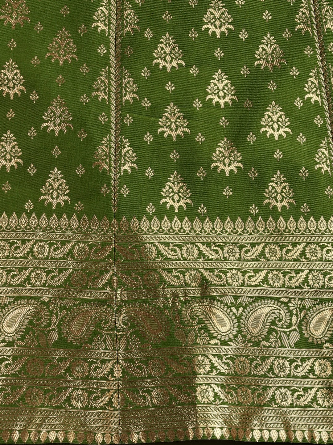 Lorenvalley Fashion Mahendi Brocade Fabric Lehenga & Unstitched Blouse With Dupatta - Distacart