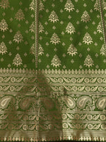 Thumbnail for Lorenvalley Fashion Mahendi Brocade Fabric Lehenga & Unstitched Blouse With Dupatta - Distacart