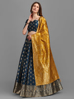 Thumbnail for Lorenvalley Fashion Rama Brocade Fabric Lehenga & Unstitched Blouse With Dupatta - Distacart
