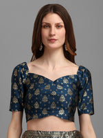 Thumbnail for Lorenvalley Fashion Rama Brocade Fabric Lehenga & Unstitched Blouse With Dupatta - Distacart