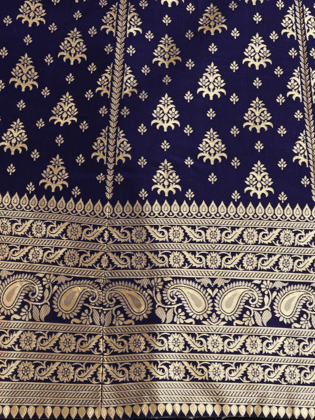 Lorenvalley Fashion Blue Brocade Fabric Lehenga & Unstitched Blouse With Dupatta - Distacart