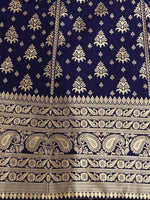 Thumbnail for Lorenvalley Fashion Blue Brocade Fabric Lehenga & Unstitched Blouse With Dupatta - Distacart