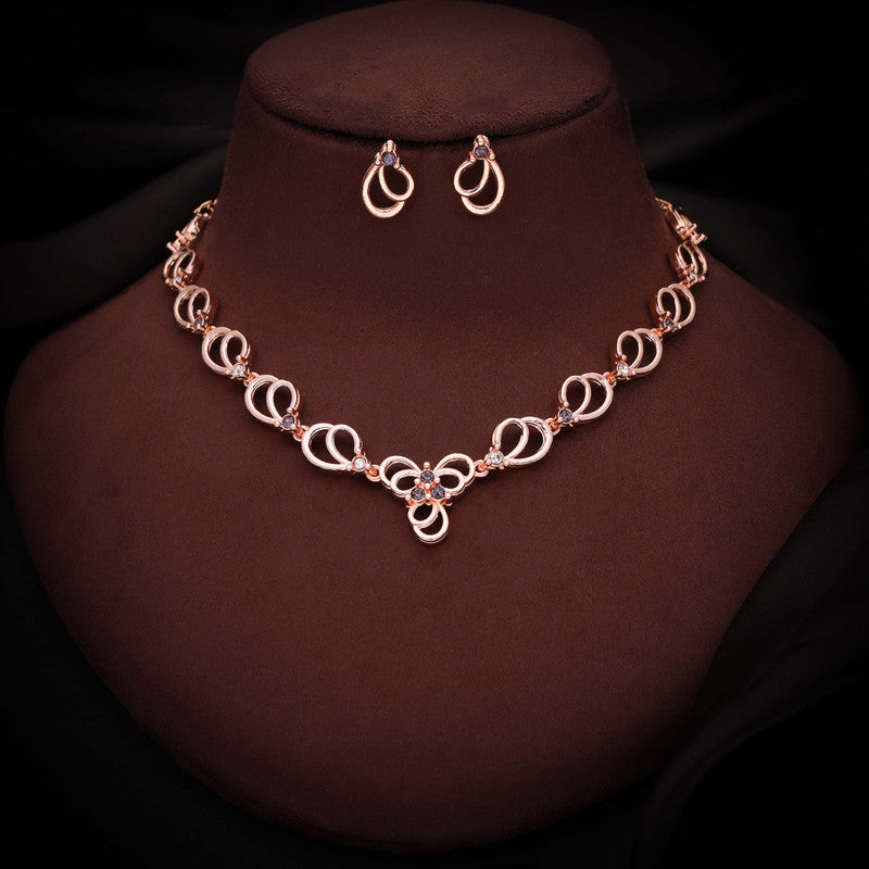 Tehzeeb Creationss Gold-Polished Choker Lavender Stone Necklace With Stud Earrings - Distacart