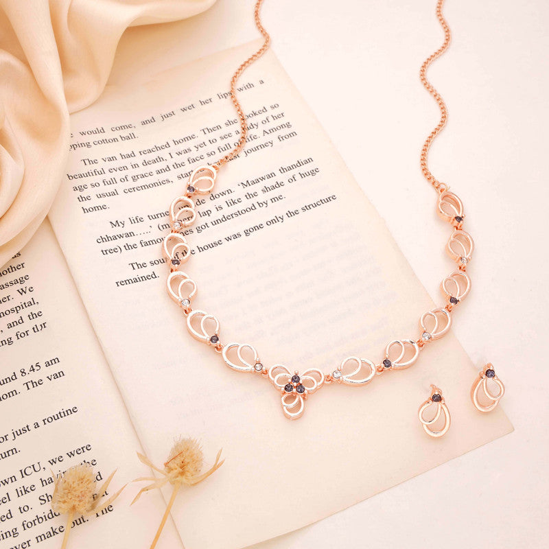 Tehzeeb Creationss Gold-Polished Choker Lavender Stone Necklace With Stud Earrings - Distacart