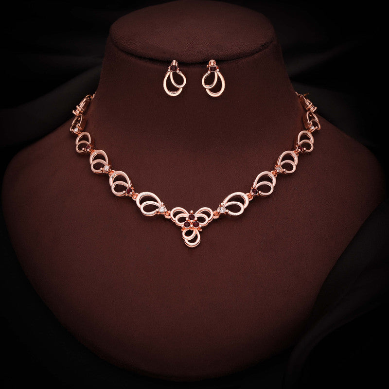 Tehzeeb Creationss Gold-Polished Choker Maroon Stone Necklace With Stud Earrings - Distacart