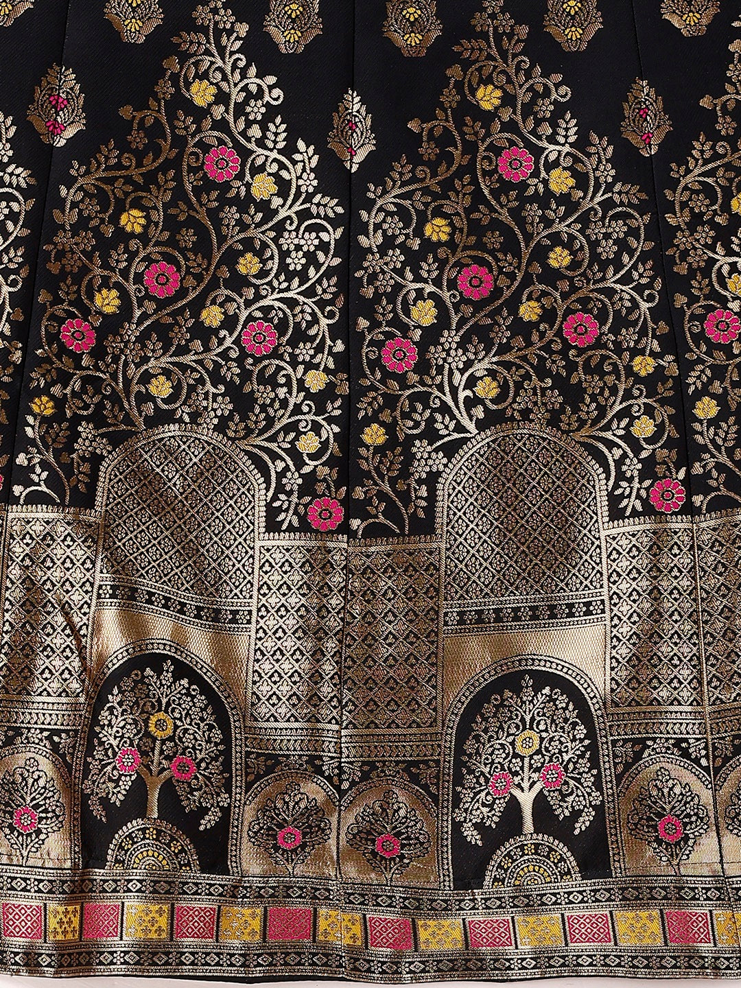 Lorenvalley Fashion Black & Pink Semi-Stitched Lehenga & Unstitched Blouse With Dupatta - Distacart