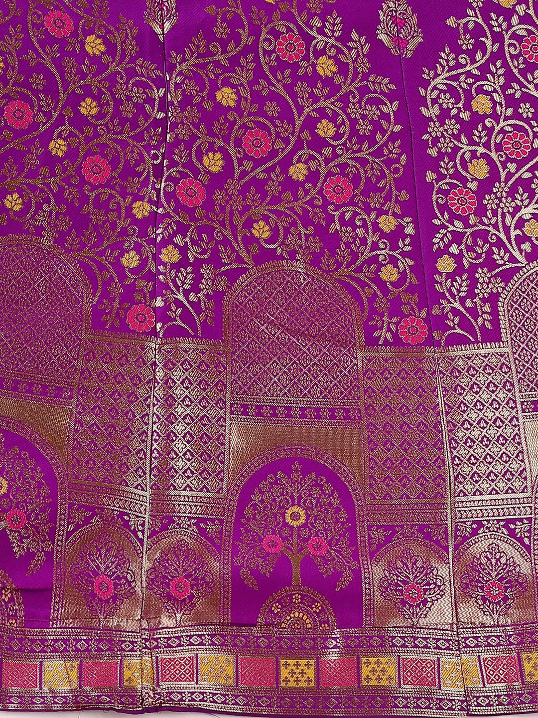 Lorenvalley Fashion Purple & Mustard Semi-Stitched Lehenga & Unstitched Blouse With Dupatta - Distacart