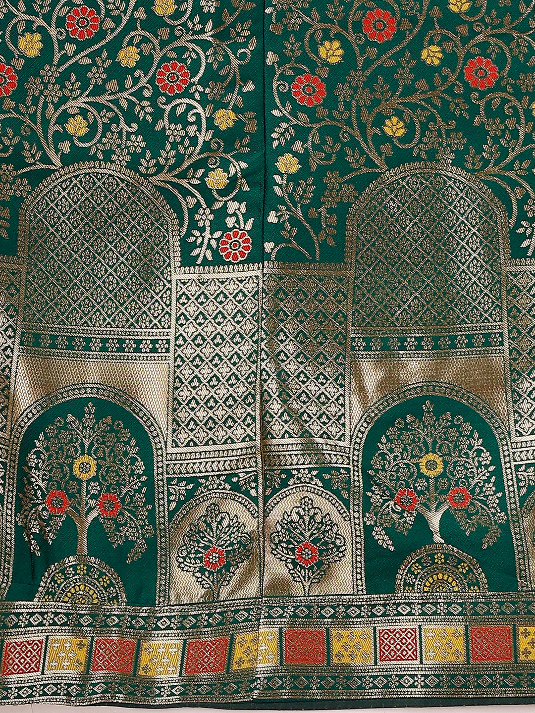 Lorenvalley Fashion Green & Red Semi-Stitched Lehenga & Unstitched Blouse With Dupatta - Distacart