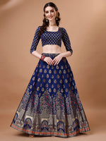 Thumbnail for Lorenvalley Fashion Blue & Pink Semi-Stitched Lehenga & Unstitched Blouse With Dupatta - Distacart