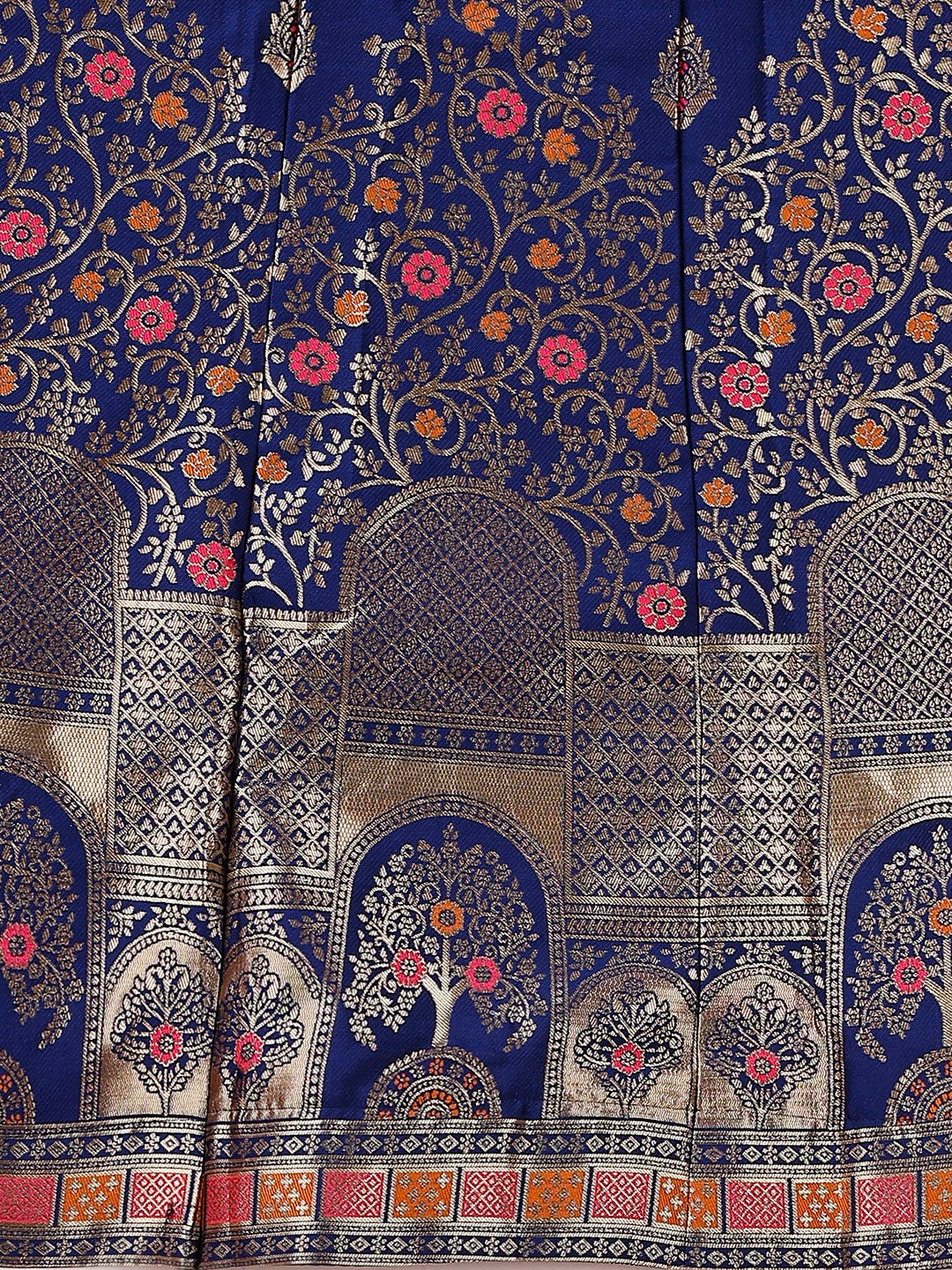 Lorenvalley Fashion Blue & Pink Semi-Stitched Lehenga & Unstitched Blouse With Dupatta - Distacart