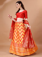 Thumbnail for Lorenvalley Fashion Yellow & Red Semi-Stitched Lehenga & Unstitched Blouse With Dupatta - Distacart