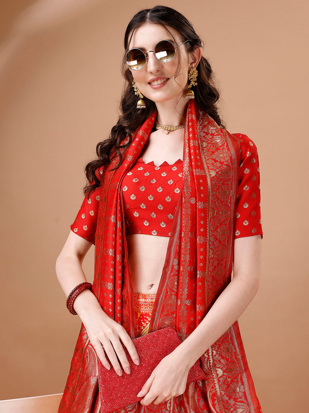 Lorenvalley Fashion Yellow & Red Semi-Stitched Lehenga & Unstitched Blouse With Dupatta - Distacart