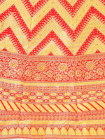 Thumbnail for Lorenvalley Fashion Yellow & Red Semi-Stitched Lehenga & Unstitched Blouse With Dupatta - Distacart