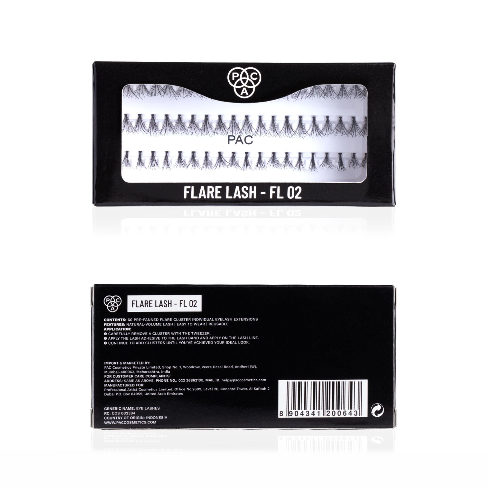 PAC Studio Flare Lash FL2 - Natural Cluster Lashes with Short, Long & Thick Strands for Versatile Looks - Distacart