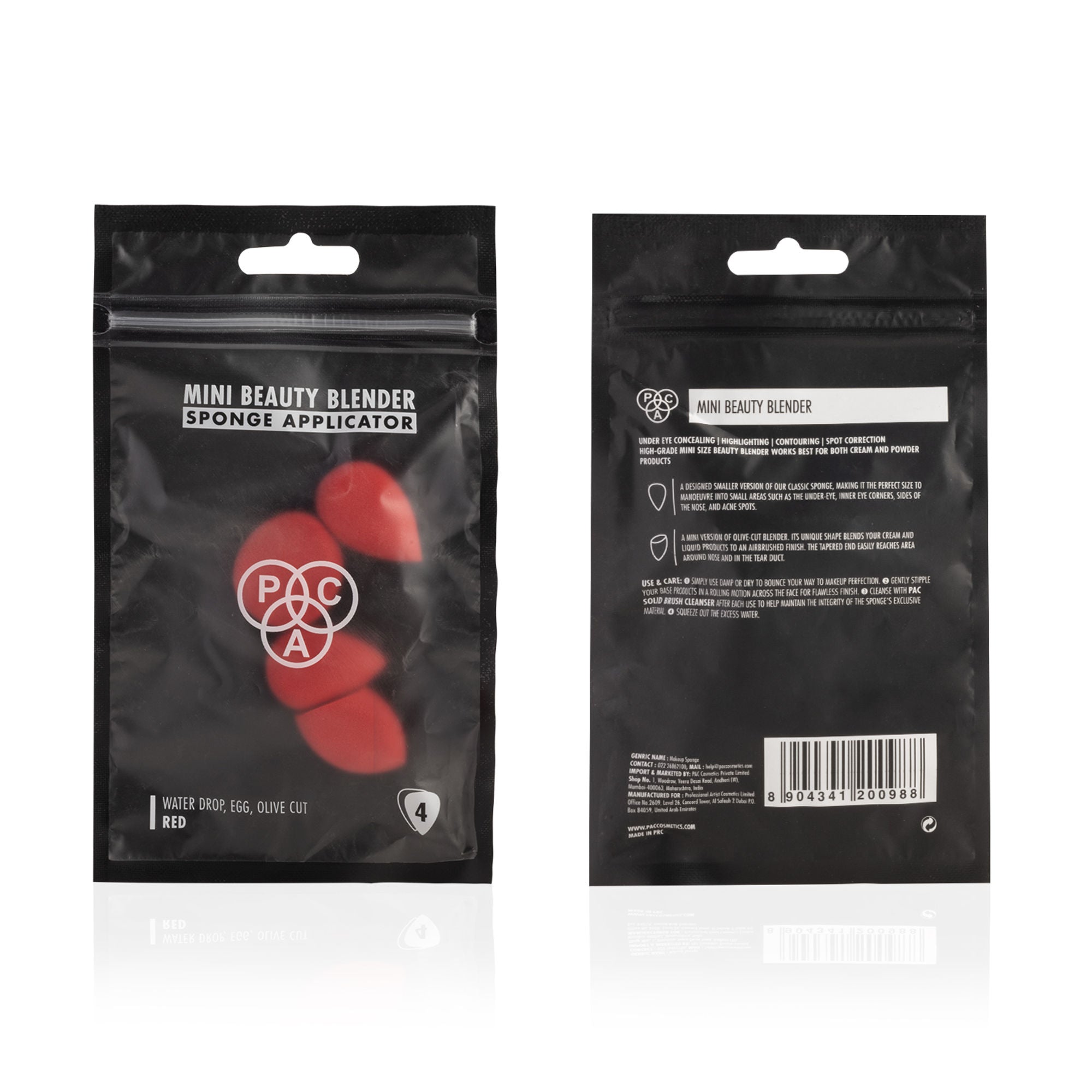 PAC Studio Mini Sponge Set (Water Drop, Egg, Olive Cut) (Red) - Distacart