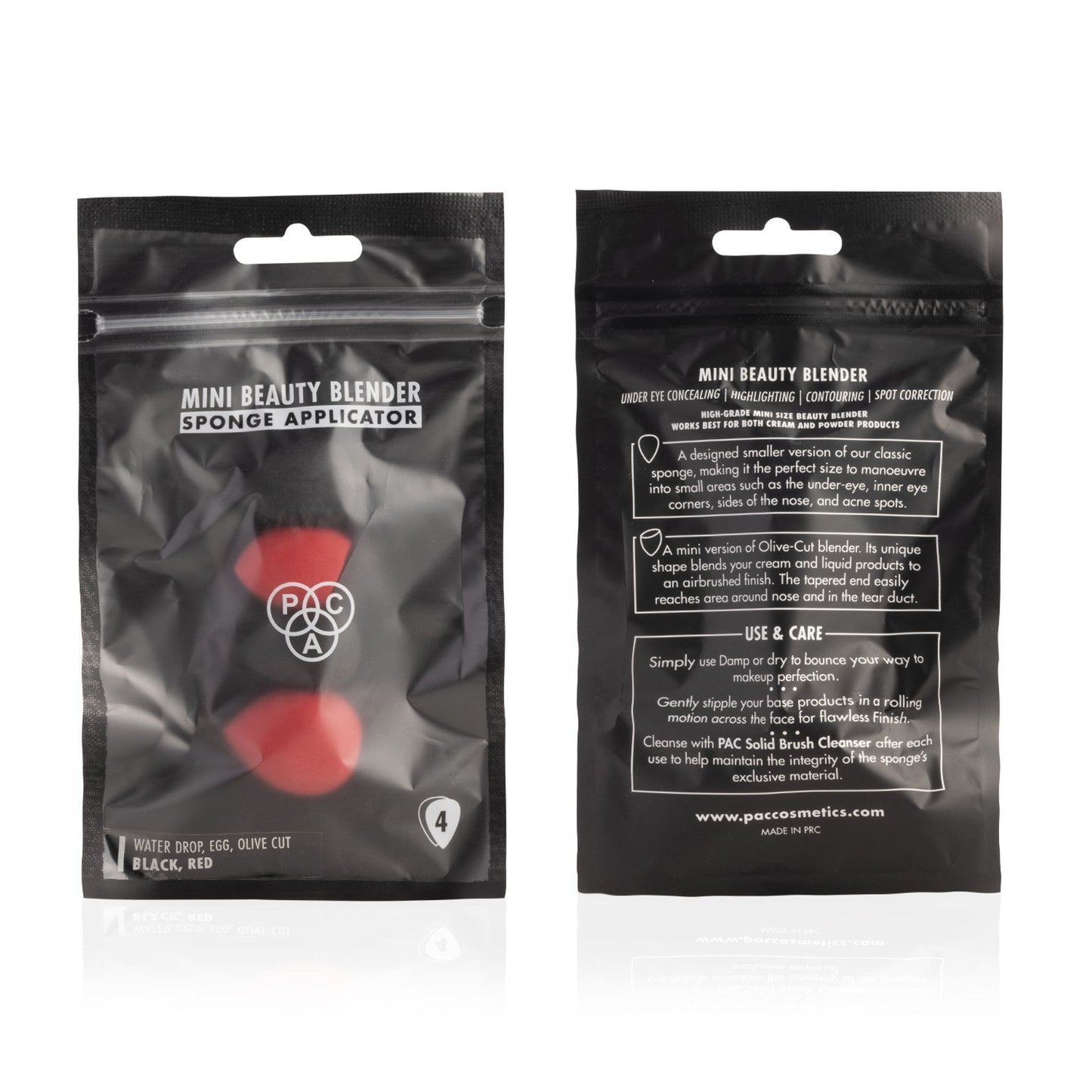 PAC Studio Beauty Blender Sponge (Mini) (4 Pcs) (Red + Black) (Mix) - Distacart