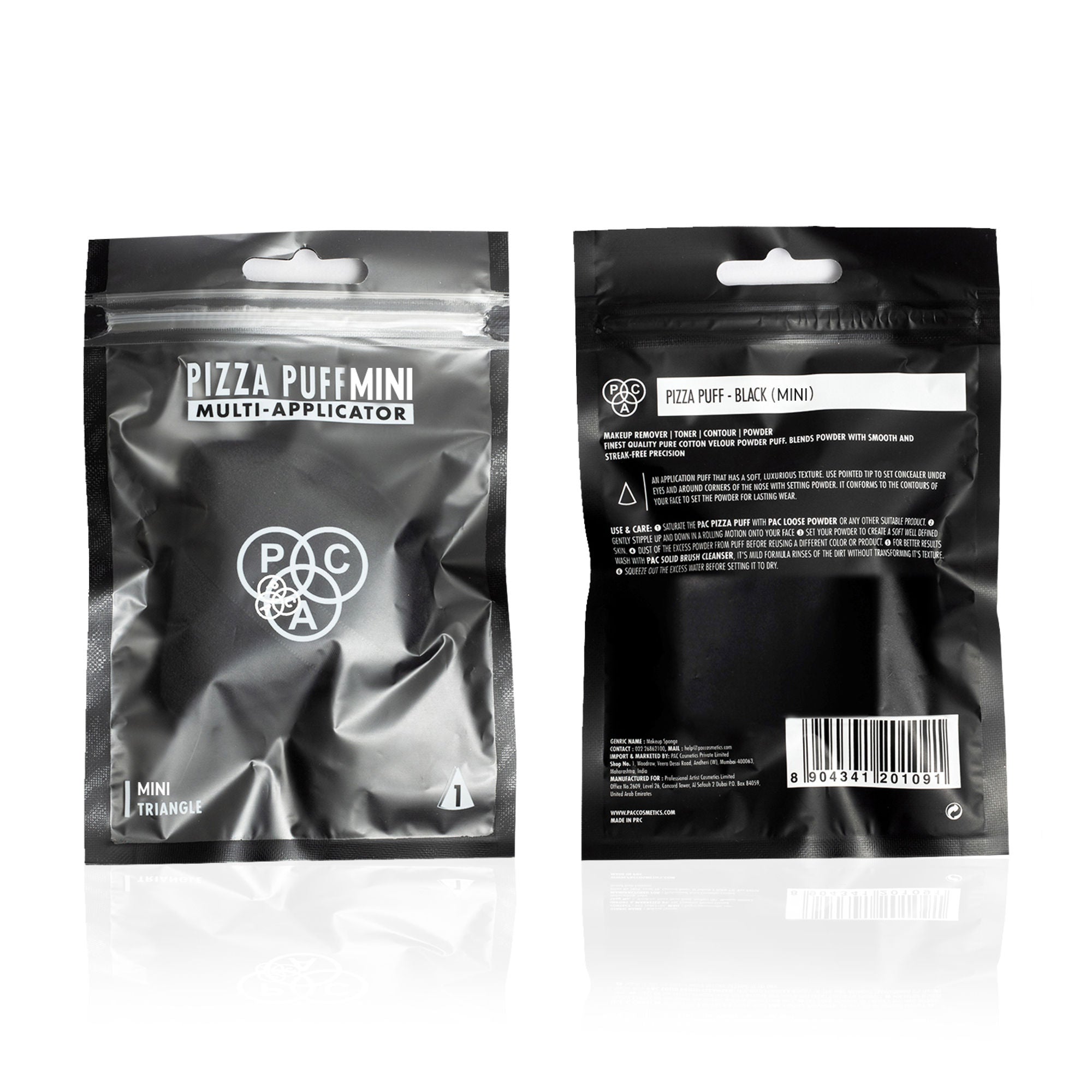 PAC Studio Pizza Puff Black - Small Size 99% Soft Natural Cotton, Less Product Wastage,Ideal for Under Eyes