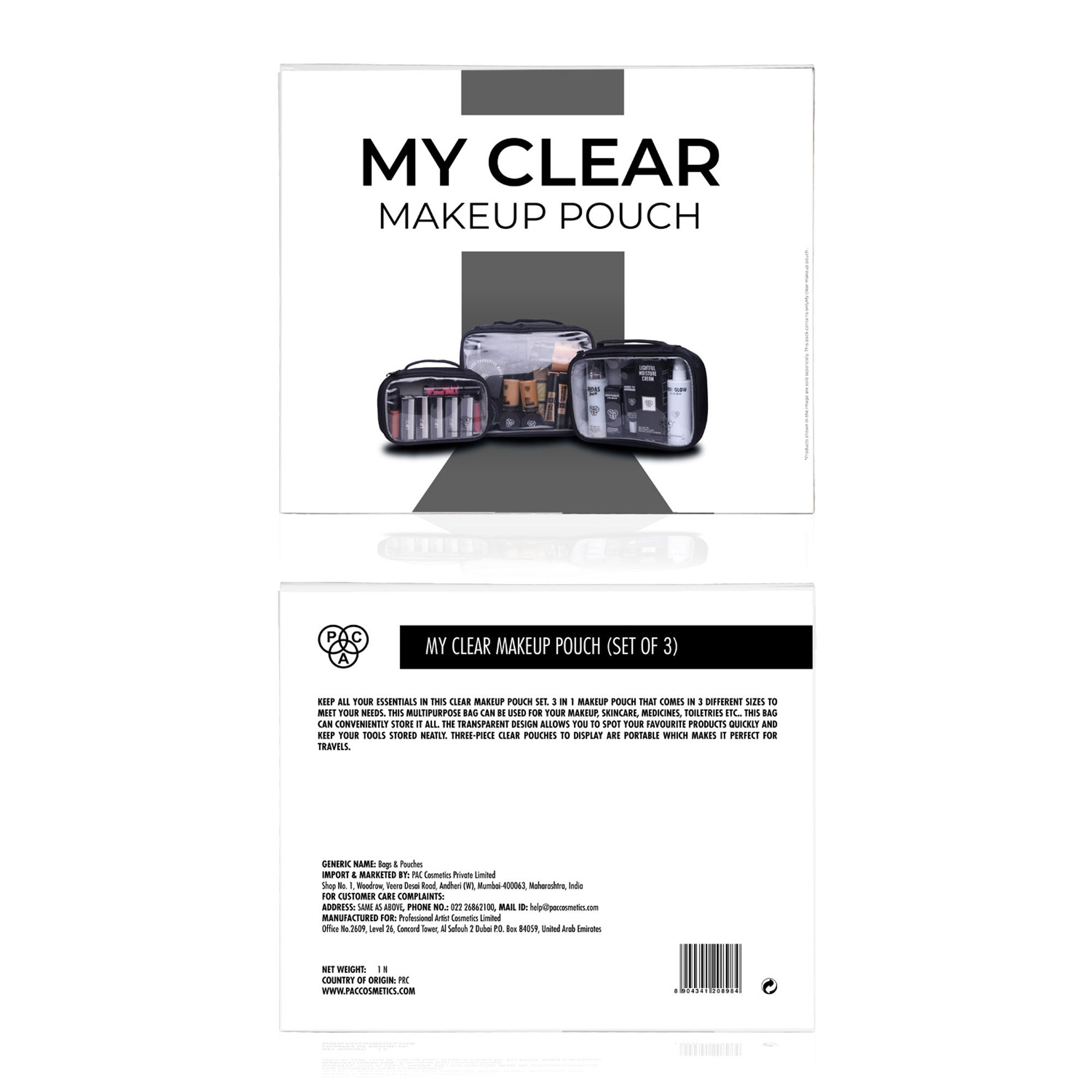 PAC Studio My Clear Makeup Pouch (set Of 3) - Distacart