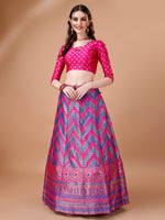 Thumbnail for Lorenvalley Fashion Purple & Pink Semi-Stitched Lehenga & Unstitched Blouse With Dupatta - Distacart