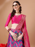Thumbnail for Lorenvalley Fashion Purple & Pink Semi-Stitched Lehenga & Unstitched Blouse With Dupatta - Distacart