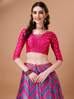 Thumbnail for Lorenvalley Fashion Purple & Pink Semi-Stitched Lehenga & Unstitched Blouse With Dupatta - Distacart