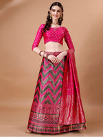 Thumbnail for Lorenvalley Fashion Black & Pink Semi-Stitched Lehenga & Unstitched Blouse With Dupatta - Distacart