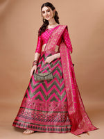 Thumbnail for Lorenvalley Fashion Black & Pink Semi-Stitched Lehenga & Unstitched Blouse With Dupatta - Distacart