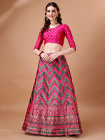 Thumbnail for Lorenvalley Fashion Black & Pink Semi-Stitched Lehenga & Unstitched Blouse With Dupatta - Distacart